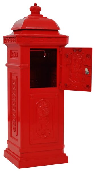 Piros, vintage, rozsdamentes alumínium álló postaláda