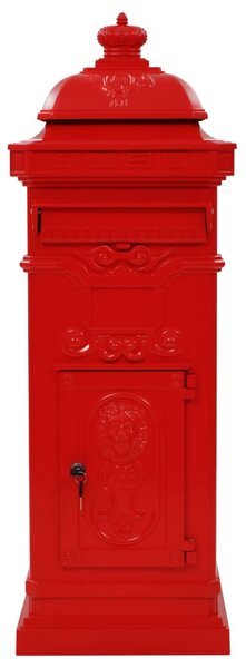 Piros, vintage, rozsdamentes alumínium álló postaláda