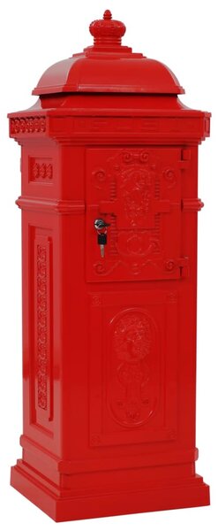 Piros, vintage, rozsdamentes alumínium álló postaláda