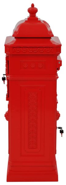 Piros, vintage, rozsdamentes alumínium álló postaláda