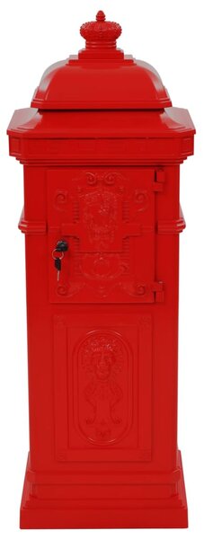 Piros, vintage, rozsdamentes alumínium álló postaláda