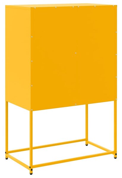 Mustársárga acél tálalószekrény 68,5x38,5x107 cm