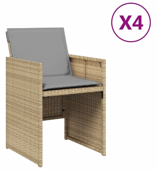 4 db vegyes bézs polyrattan kerti szék párnával