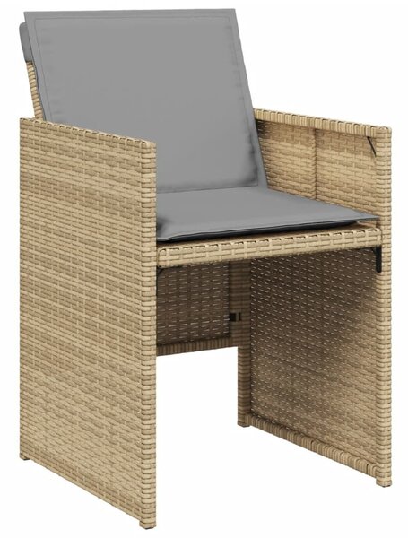 4 db vegyes bézs polyrattan kerti szék párnával