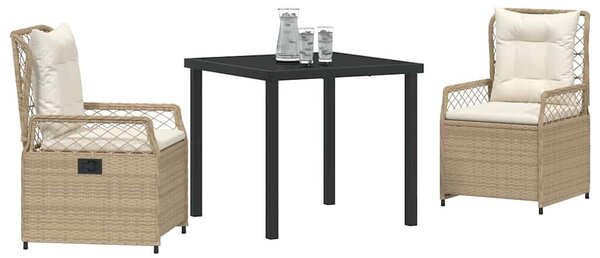 Kert étkező szett 3 pcs Beige és Krémszínű polirattan