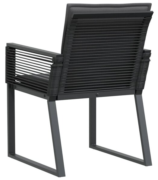 2 db fekete polyrattan kerti szék párnával
