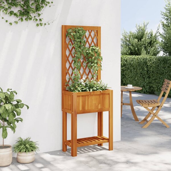 VidaXL tömör akácfa rácsos ültetőláda polccal 55 x 29,5 x 152 cm