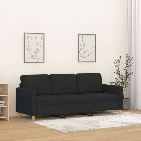 VidaXL 3 személyes fekete szövetkanapé 180 cm