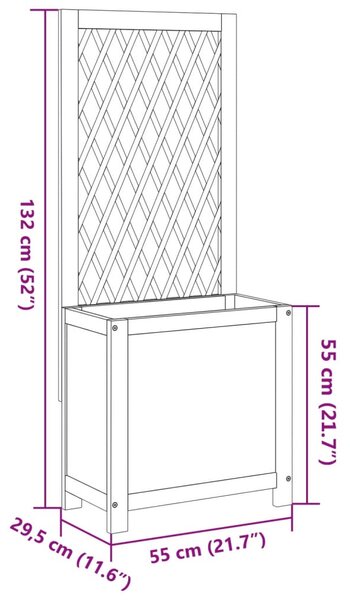 Tömör akácfa rácsos ültetőláda 55 x 29,5 x 132 cm