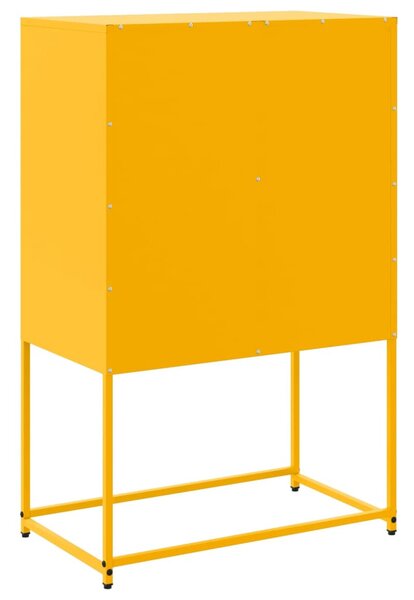 Mustársárga acél magasszekrény 68,5 x 38,5 x 107 cm