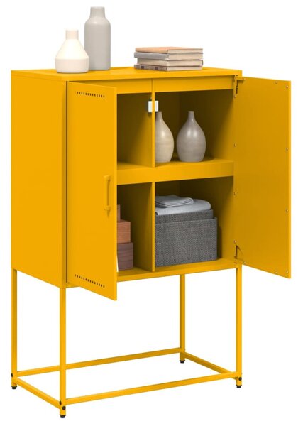 Mustársárga acél magasszekrény 68,5 x 38,5 x 107 cm