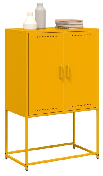 Mustársárga acél magasszekrény 68,5 x 38,5 x 107 cm