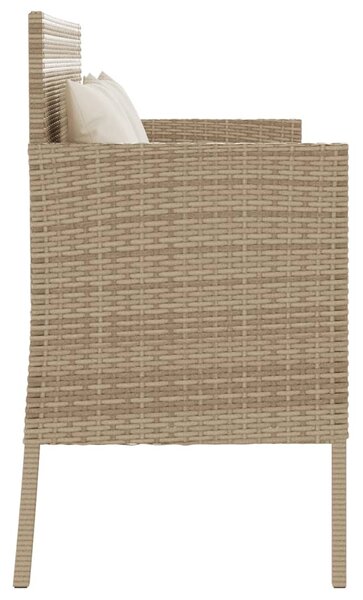 Bézs polyrattan kerti pad párnákkal