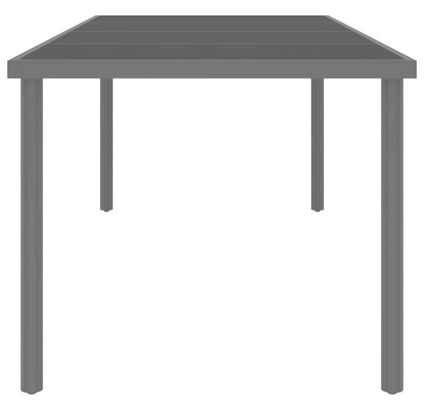 Antracitszürke acél és üveg kültéri étkezőasztal 220 x 90 x 75 cm