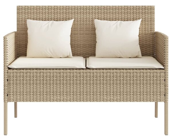 Bézs polyrattan kerti pad párnákkal