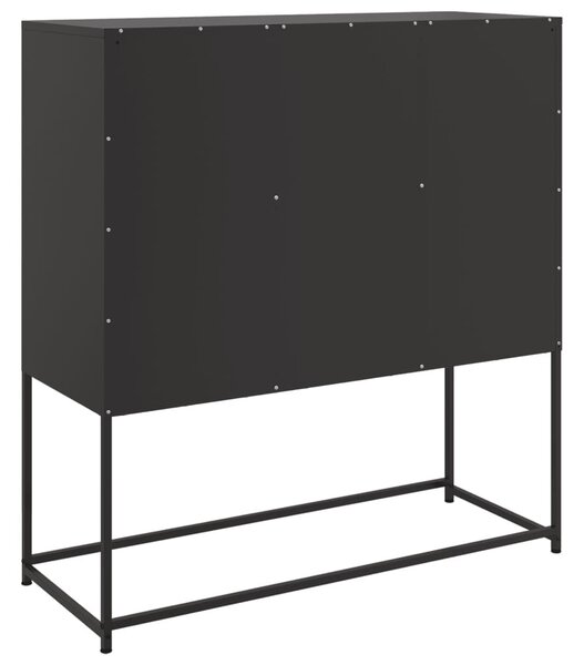 Fekete acél tálalószekrény 100,5 x 39 x 107 cm