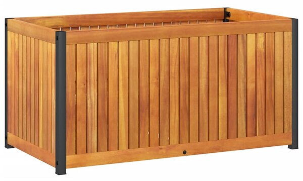 Tömör akácfa és acél kerti virágtartó 85 x 45 x 44 cm
