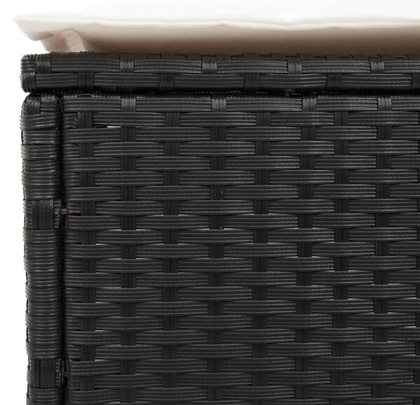 VidaXL fekete polyrattan napozóágy asztallal és párnával