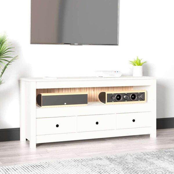 VidaXL Fehér Fenyőfa TV-szekrény - 114x35x52 cm