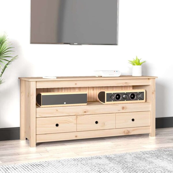 VidaXL tömör fenyőfa TV-szekrény 114x35x52 cm