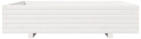 Fehér tömör fenyőfa kerti virágláda 110x110x26,5 cm