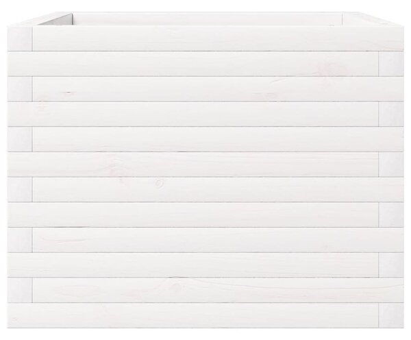 Fehér tömör fenyőfa kerti virágláda 60x60x46 cm