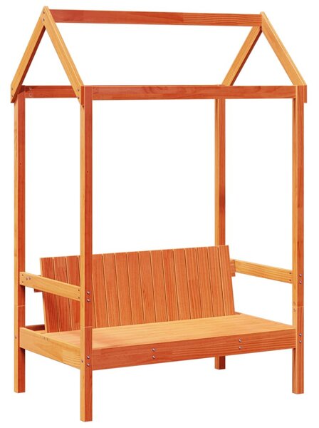 Viaszbarna tömör fenyőfa pad tetővel 117,5 x 70 x 176,5 cm
