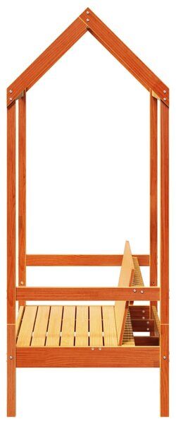 Viaszbarna tömör fenyőfa pad tetővel 117,5 x 70 x 176,5 cm