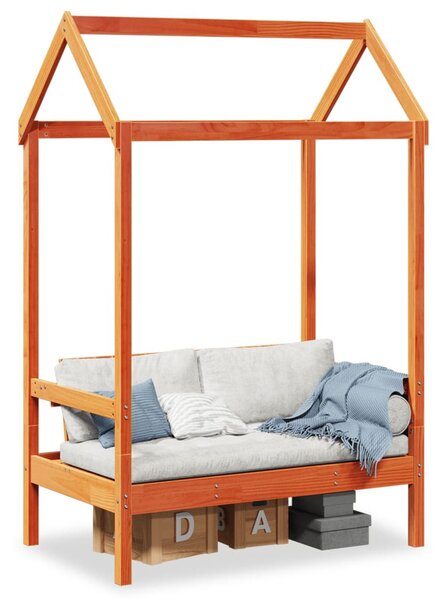 Viaszbarna tömör fenyőfa pad tetővel 117,5 x 70 x 176,5 cm