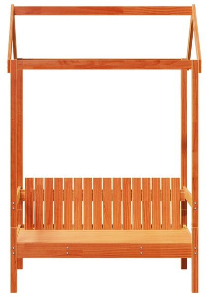 Viaszbarna tömör fenyőfa pad tetővel 117,5 x 70 x 176,5 cm