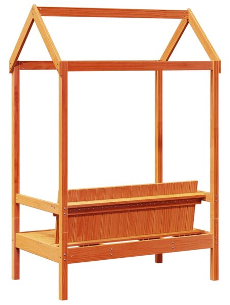 Viaszbarna tömör fenyőfa pad tetővel 117,5 x 70 x 176,5 cm