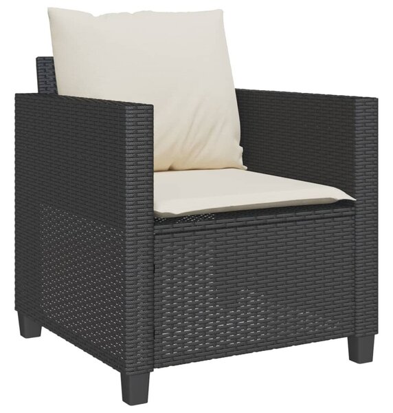 3 részes fekete polyrattan bisztrógarnitúra párnával