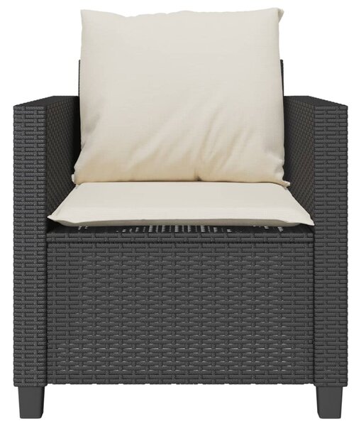 3 részes fekete polyrattan bisztrógarnitúra párnával