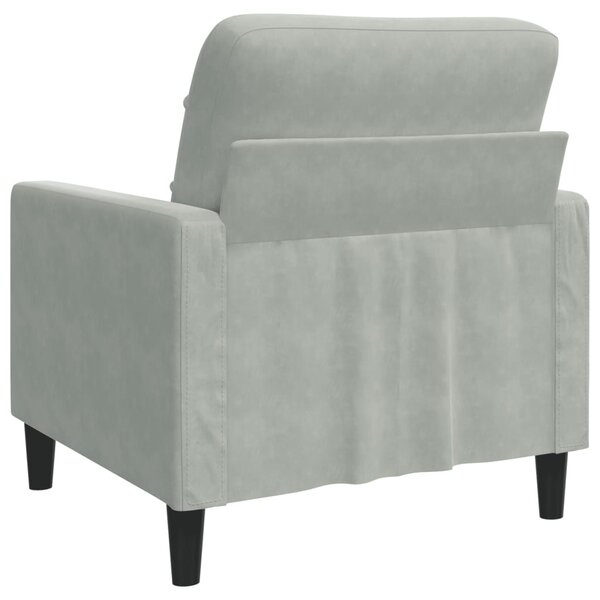 Világosszürke bársony kanapéfotel 60 cm