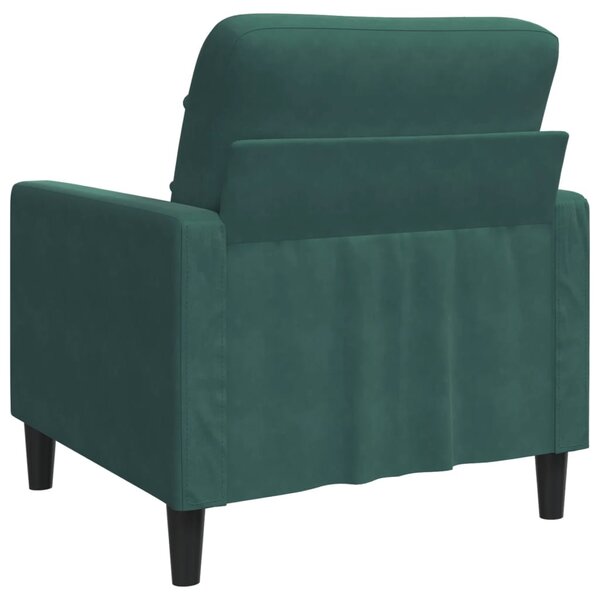 Sötétzöld bársony kanapéfotel 60 cm