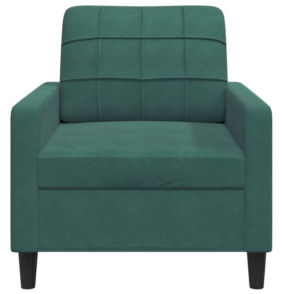 Sötétzöld bársony kanapéfotel 60 cm