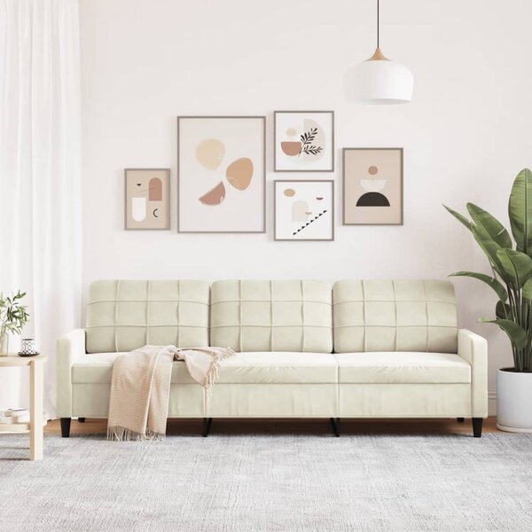 3 személyes krémszínű bársony kanapé 210 cm