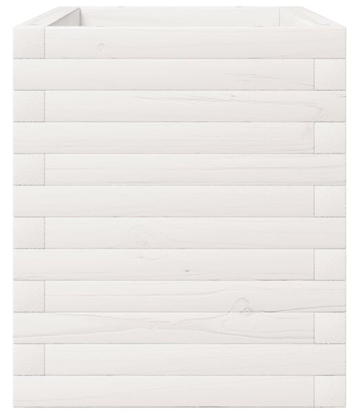 Fehér tömör fenyőfa kerti virágtartó 110 x 40 x 49,5 cm