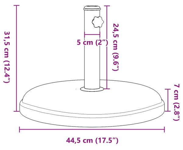 Kerek napernyőtalp Ø32/35/38 mm-es rúdhoz 15 kg