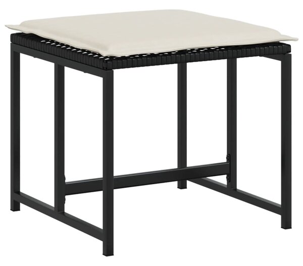 9 részes fekete polyrattan kerti étkezőgarnitúra párnákkal
