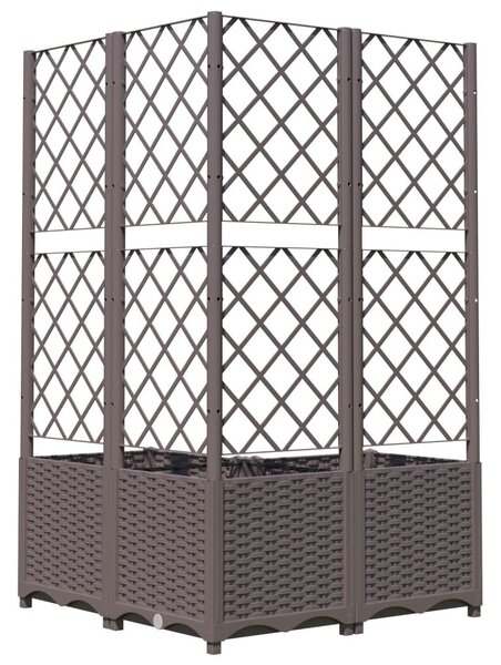 Barna polipropilén rácsos kerti ültetőláda 80 x 80 x 136 cm