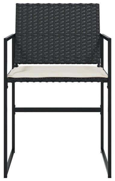 4 db fekete polyrattan kerti szék párnával