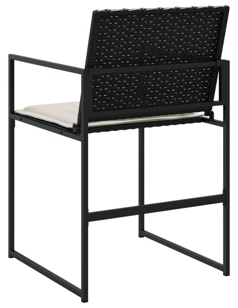 4 db fekete polyrattan kerti szék párnával