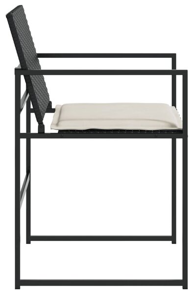 4 db fekete polyrattan kerti szék párnával