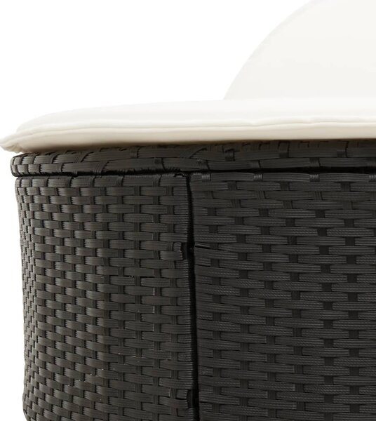 Fekete polyrattan dupla napozóágy párnával