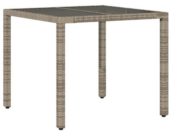 3 részes szürke polyrattan/üveg kerti étkezőgarnitúra párnával