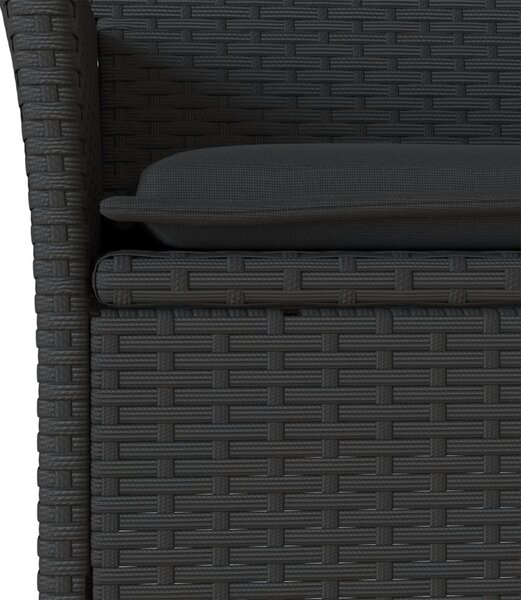 3 részes fekete polyrattan/üveg kerti étkezőgarnitúra párnákkal