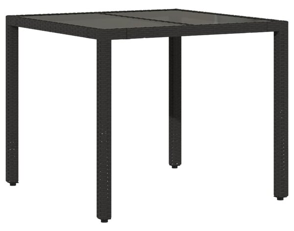 5 részes fekete polyrattan/üveg kerti étkezőgarnitúra párnákkal