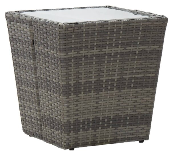 3 részes szürke polyrattan/üveg bisztrógarnitúra párnákkal