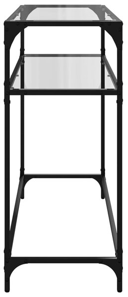 Acél tálalóasztal átlátszó üveglappal 98 x 35 x 81 cm